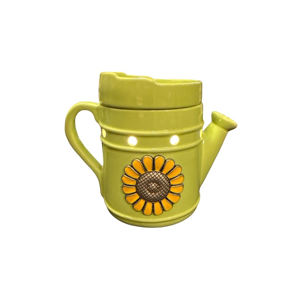 Scentsy Watering Can Wax Warmer OS Green Sunflower Electric‎ Ceramic Decor
